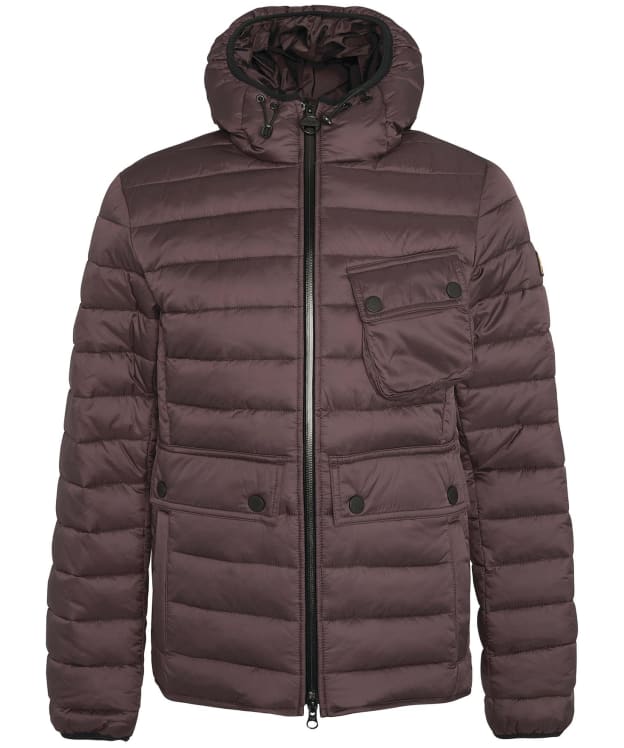Men’s Barbour International Racer Ouston Hooded Quilted Jacket - Bitter Chocolate