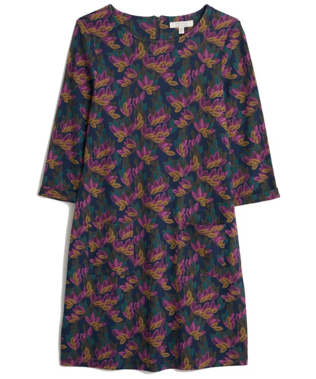 Women's Seasalt Print Makers Organic Cotton Dress - Tapestry Leaves Maritime