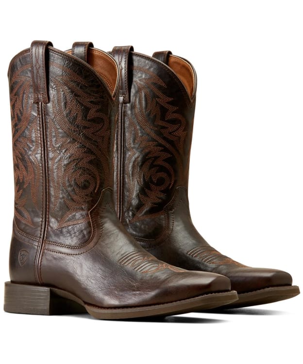 Men's Ariat Sport Herdsman Leather Boots - Burnished Chocolate