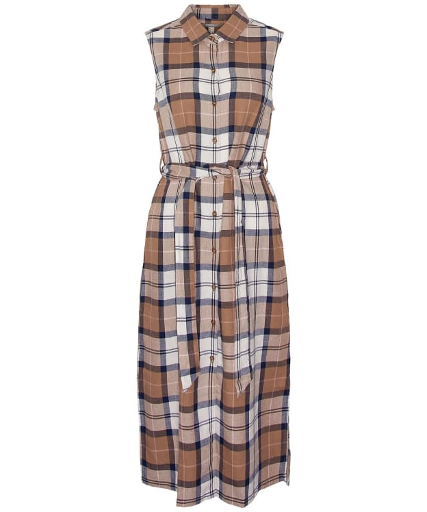 Women's Barbour Caroline Sleeveless Checked Midi Dress - Primrose Hessian