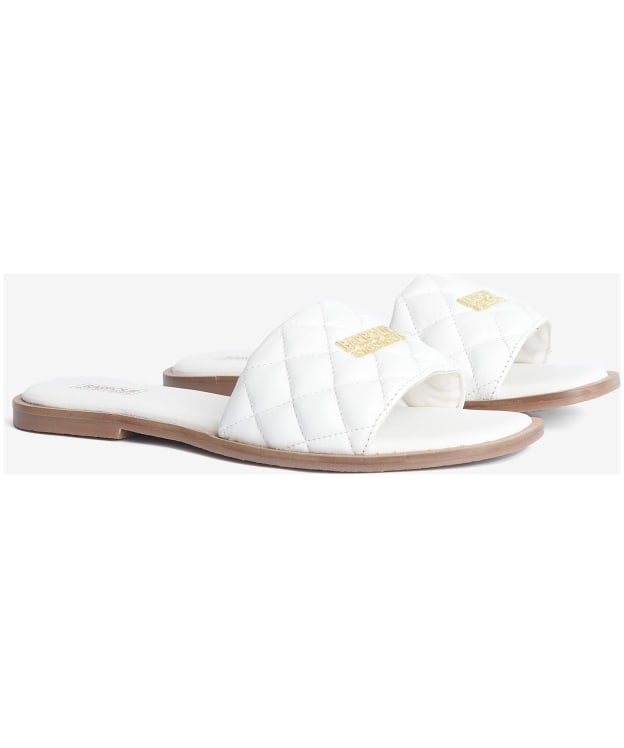 Women's Barbour International Kinghorn Leather Slider Sandals - White