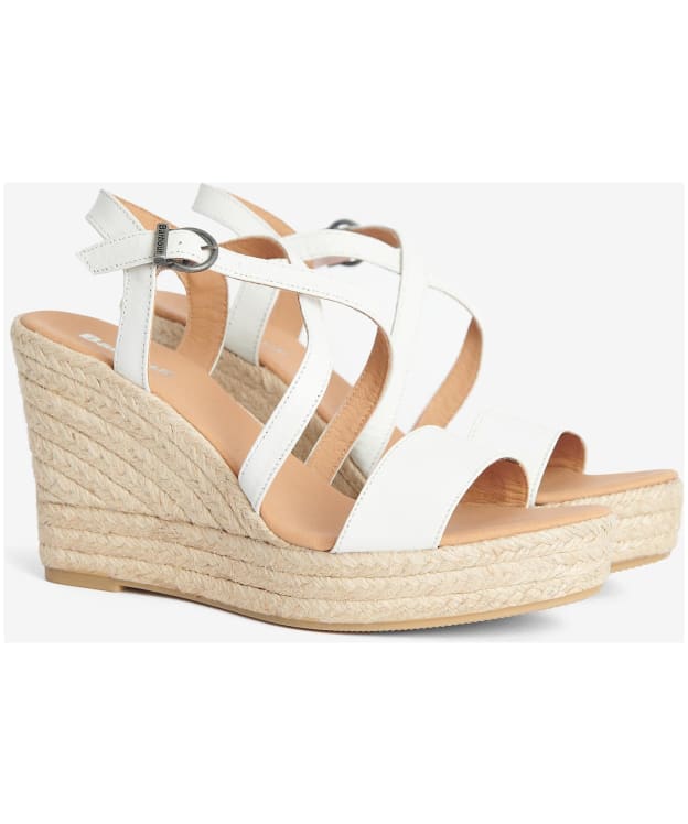 Women's Barbour Lucia Leather Espadrille Wedge Sandals - White