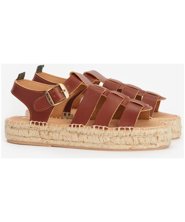 Women's Barbour Paloma Platform Espadrille Sandals - Dark Tan