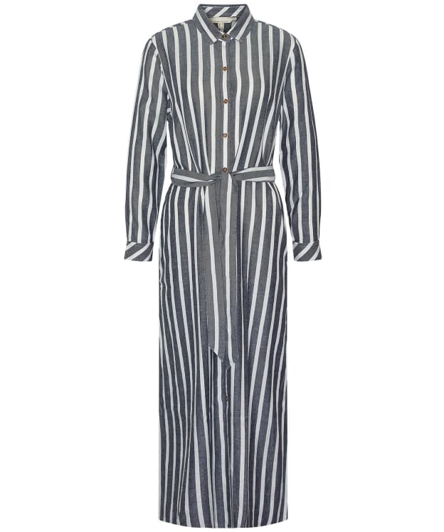 Women's Barbour Annalise Lyocell Linen Blend Maxi Shirt Dress - Navy Stripe