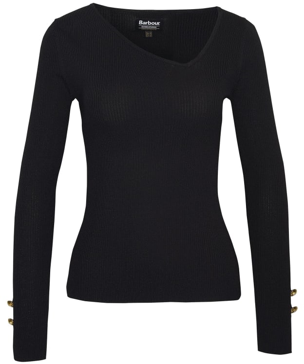Women's Barbour International Piquet Slim Fit Knitted Jumper - Black