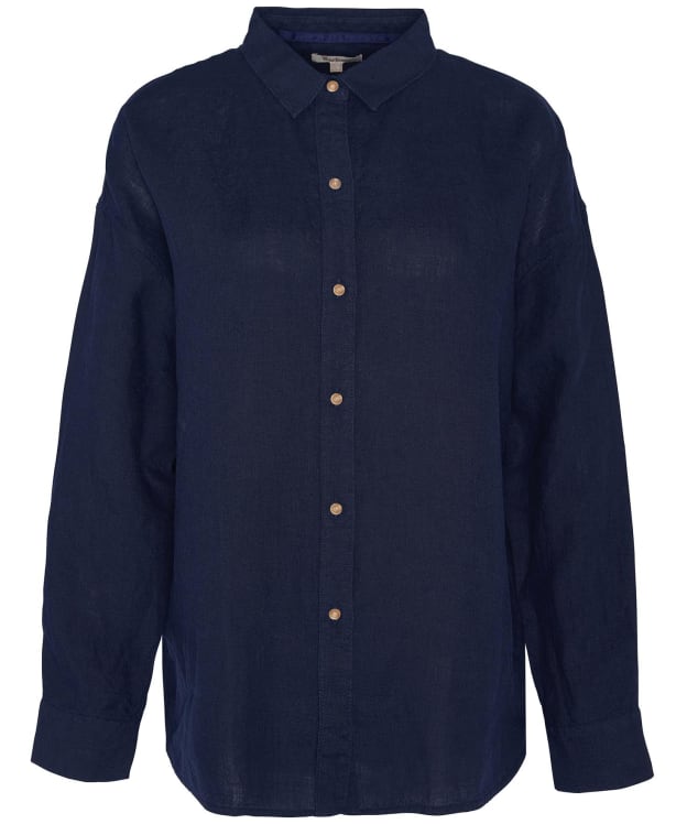Women's Barbour Hampton Relaxed Fit Linen Shirt - Navy