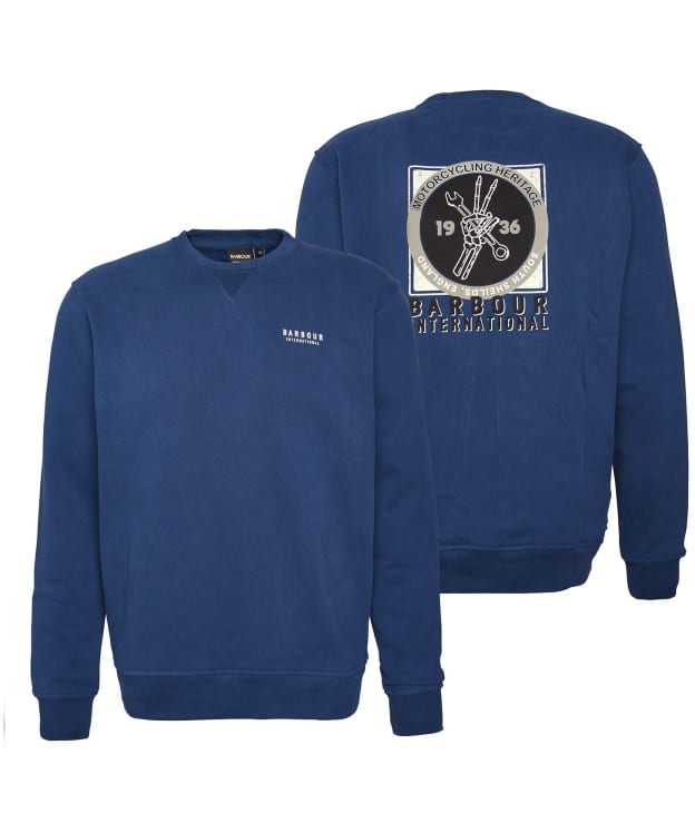 Men's Barbour International Jack Crew Neck Sweatshirt - Washed Cobalt