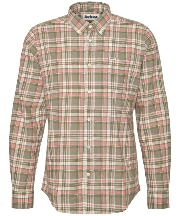 Men's Barbour Mowbray Long Sleeve Tailored Linen Blend Shirt - Olive