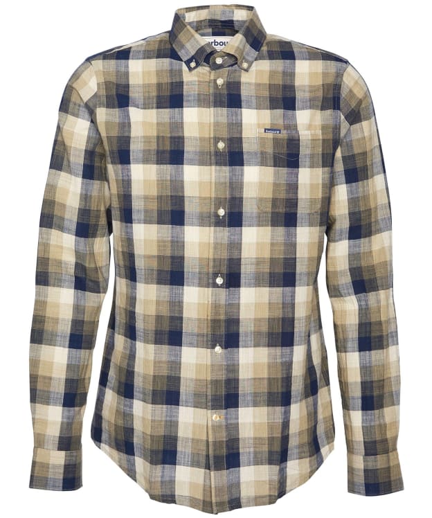 Men's Barbour Hillroad Long Sleeve Tailored Fit Cotton Shirt - Olive