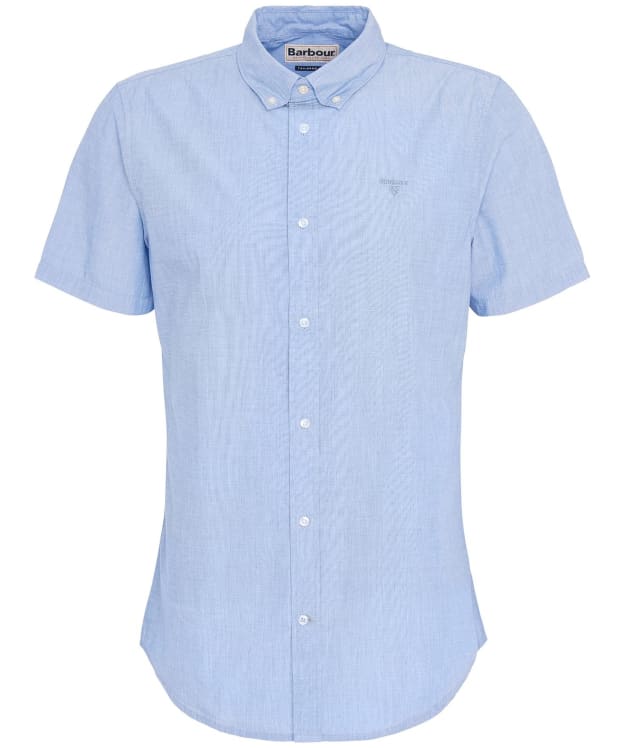 Men's Barbour Crest Poplin Short Sleeve Tailored Fit Shirt - Sky