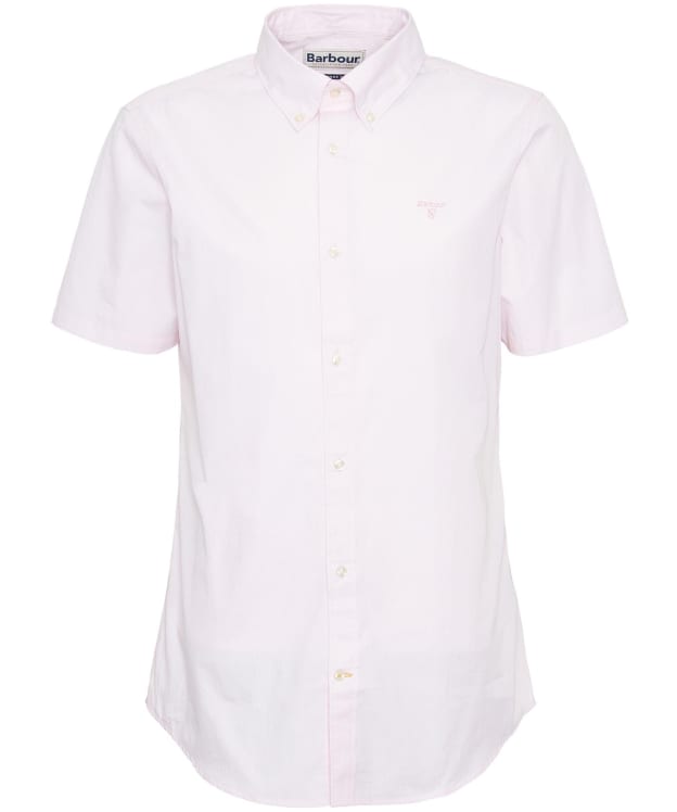Men's Barbour Crest Poplin Short Sleeve Tailored Fit Shirt - Pink