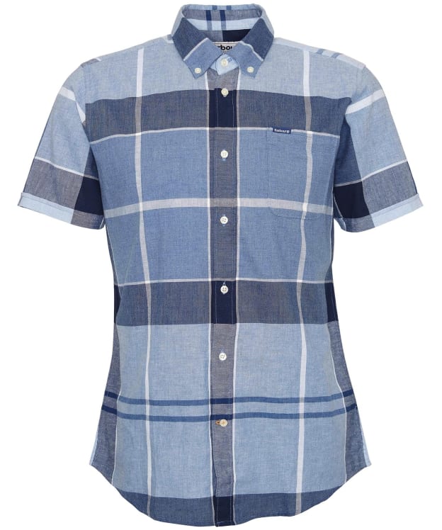 Men's Barbour Doughill Short Sleeve Linen Blend Shirt - Berwick Blue
