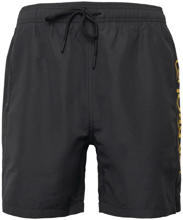 Men's Barbour International Large Logo Swim Shorts - Black / Yellow