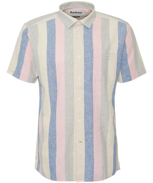 Men's Barbour Portwell Short Sleeve Summer Fit Linen Blend Shirt - Olive