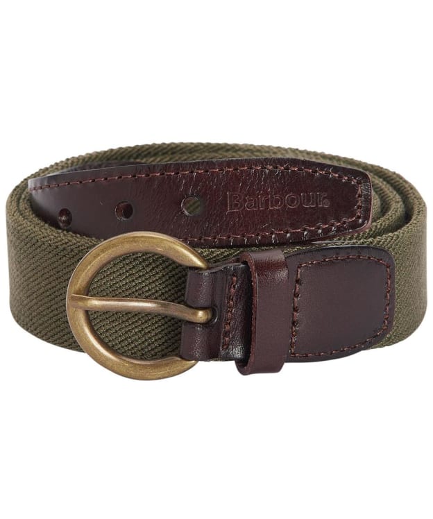 Women's Barbour Leather Stretch Webbing Belt - Khaki