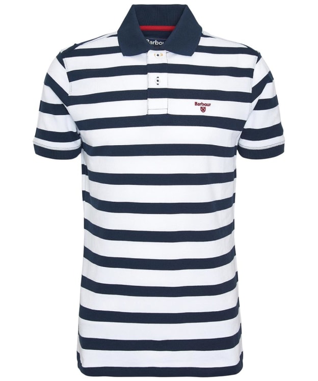 Men's Barbour Stripe Short Sleeve Sports Cotton Polo Shirt - Navy