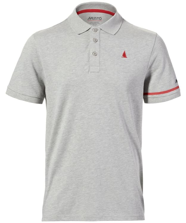 Men’s Musto Red Yacht Short Sleeved Cotton Polo Shirt - Grey Melange
