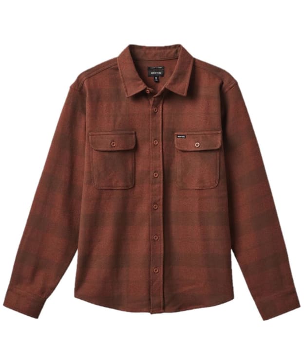 Men's Brixton Bowery Stretch Water Repellent Flannel Shirt - Sepia / Terracotta