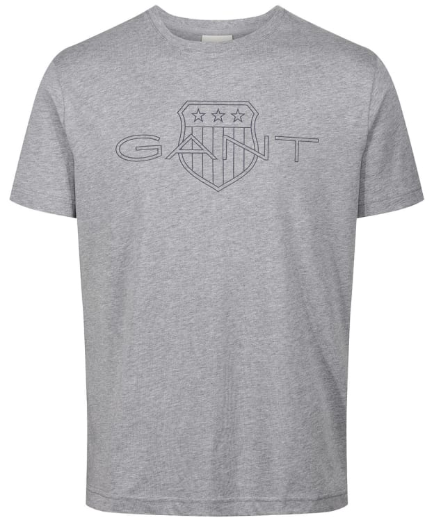 Men's GANT Logo Short Sleeve Cotton T-Shirt - Grey Melange