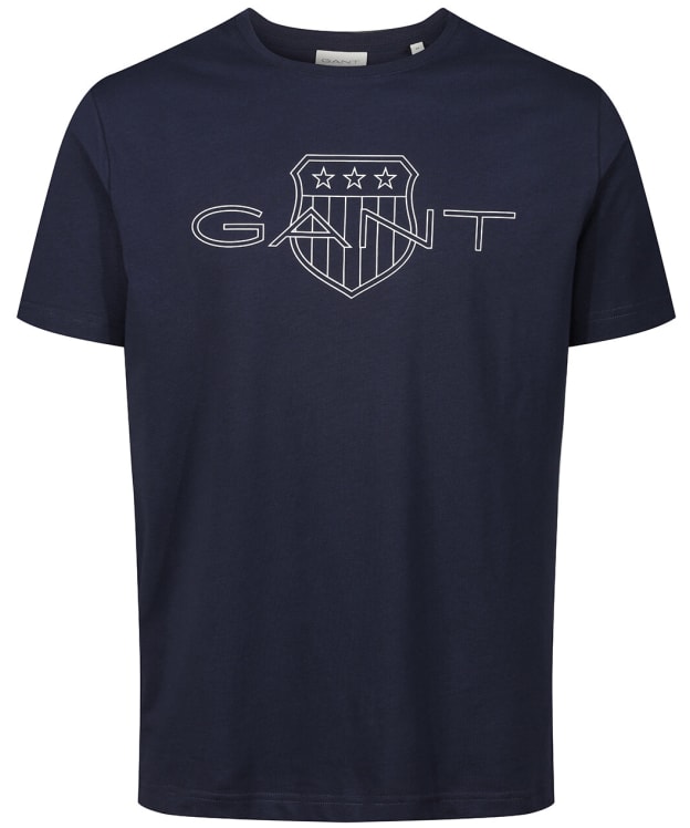 Men's GANT Logo Short Sleeve Cotton T-Shirt - Rich Blue