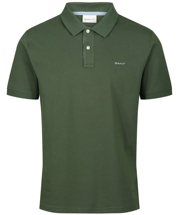 Men's GANT Regular Contrast Pique Short Sleeve Rugger Polo Shirt - Pine Green
