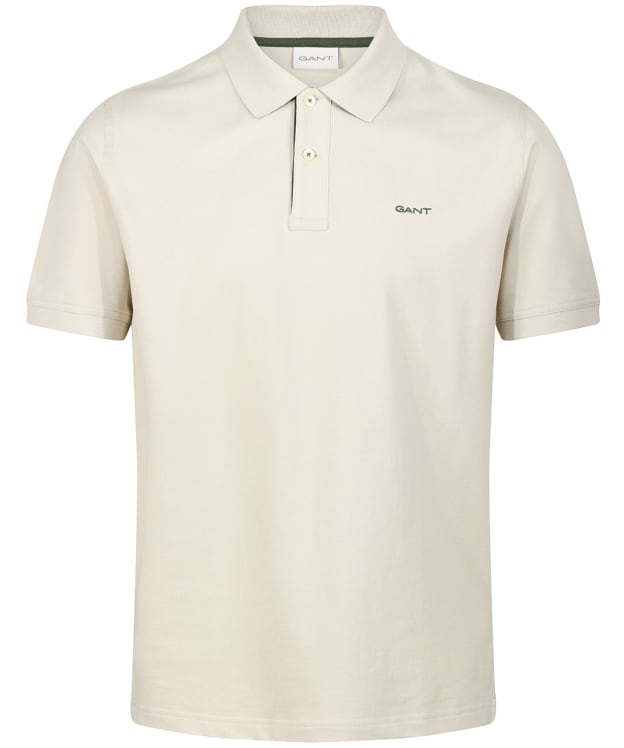 Men's GANT Regular Contrast Pique Short Sleeve Rugger Polo Shirt - Silky Beige