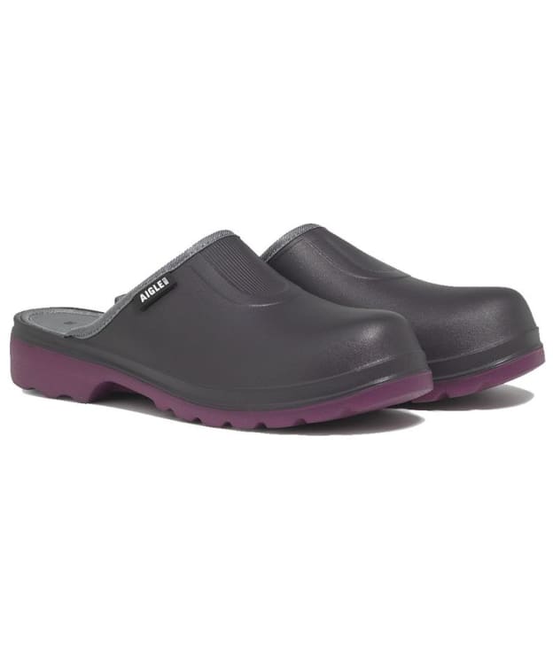 Women's Aigle Taden 2 Ultra-Light Rubber Clogs - Aubergine / Dahli