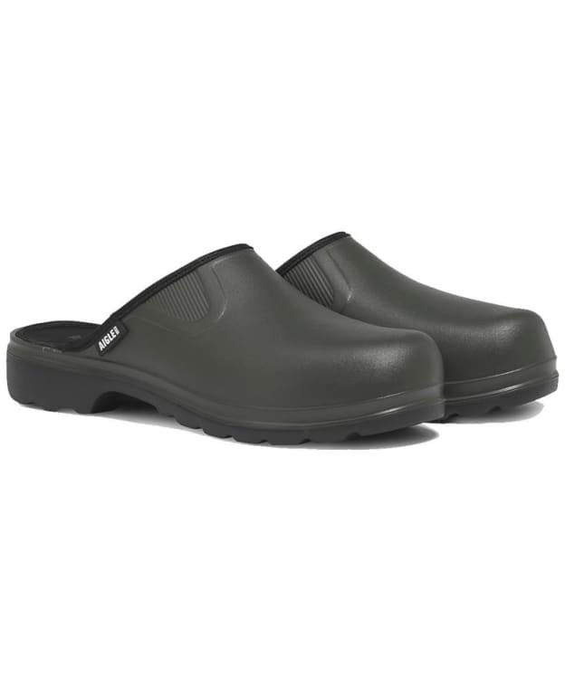 Men's Aigle Taden 2 Ultra-Light Rubber Clogs - Khaki / Noir