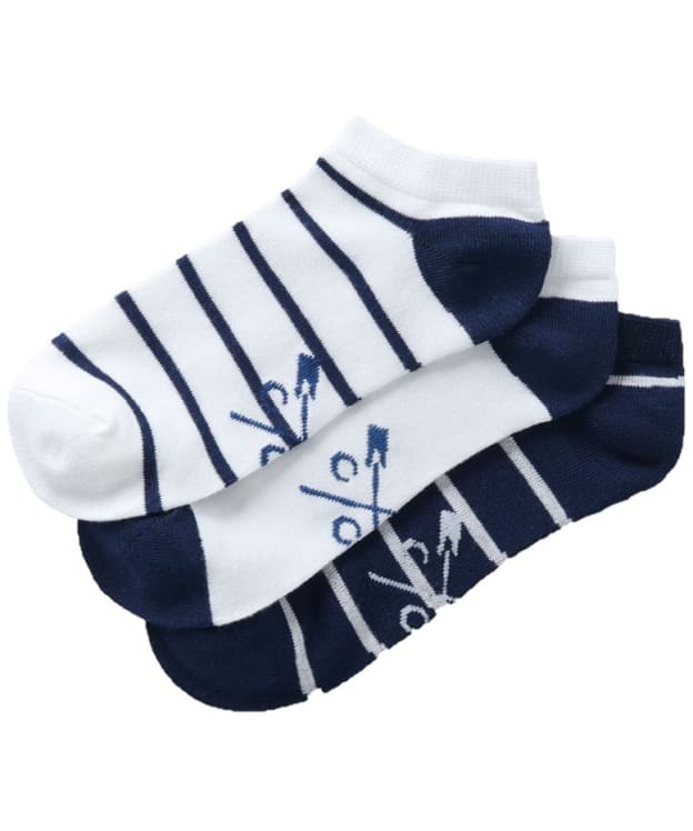 Women's Crew Clothing Bamboo Trainer Socks - 3 Pack - Navy White