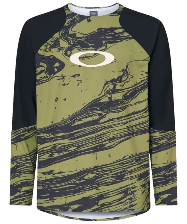 Men's Oakley Seeker Airline Long Sleeve Cycling Jersey - Duality Swirl Green / Black