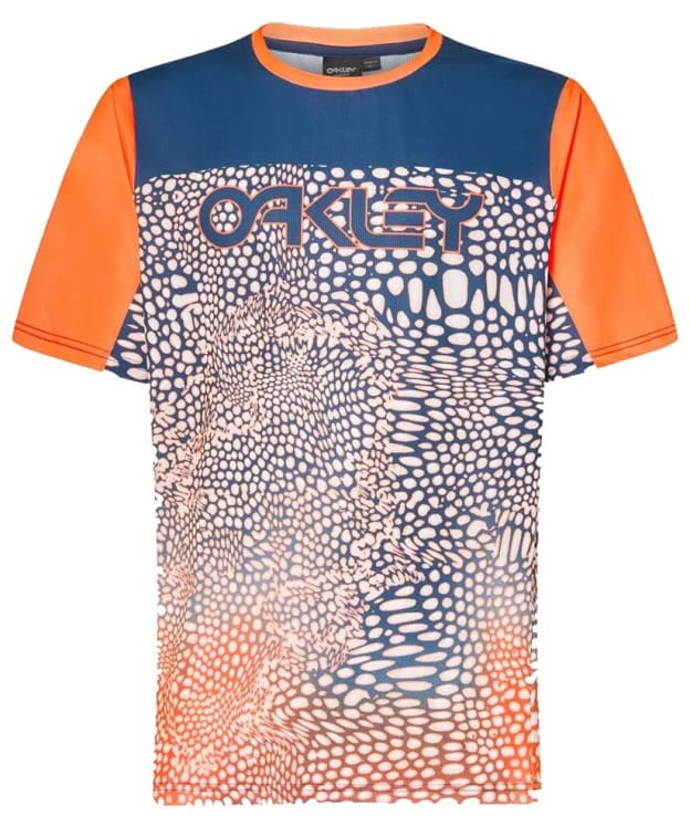 Men's Oakley Maven Coast Short Sleeve Bike Jersey - Distorted Frogskin Blue / Orange
