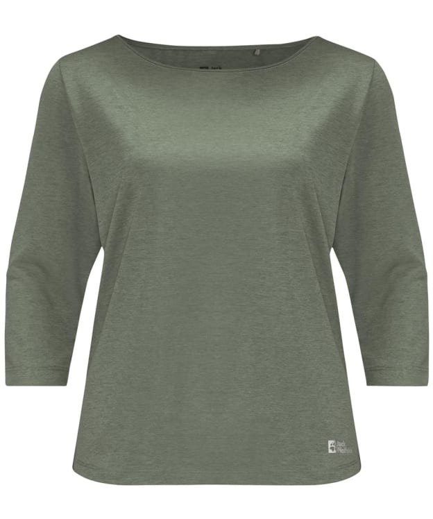 Women's Jack Wolfskin Pack & Go 3/4 Sleeve Tee - Picnic Green
