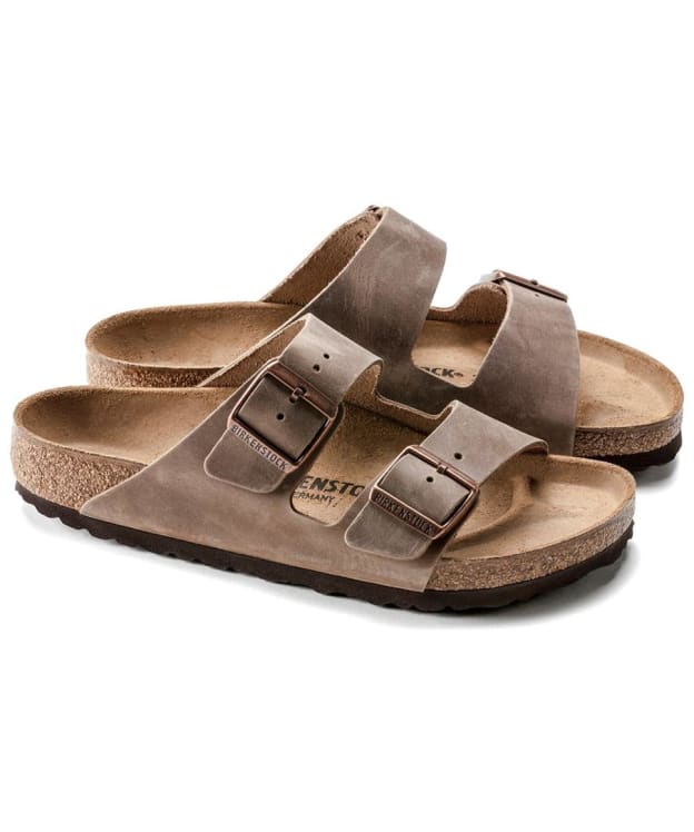 Birkenstock Arizona Oiled Leather Sandals - Narrow Footbed - Adjustable Fit - Tobacco Brown