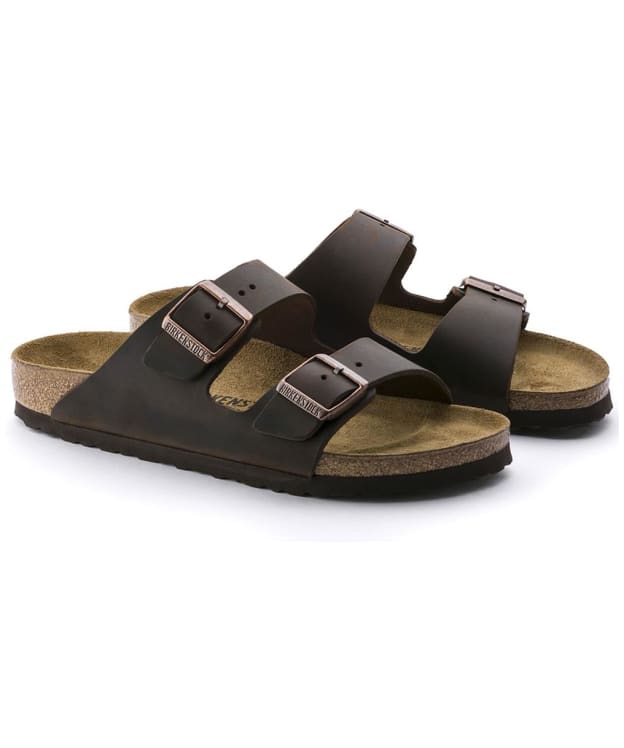 Birkenstock Arizona Oiled Leather Sandals - Narrow Footbed - Adjustable Fit - Habana