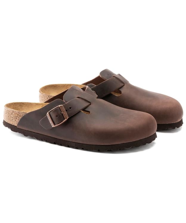 Birkenstock Boston Oiled Leather Clogs - Regular Footbed - Habana