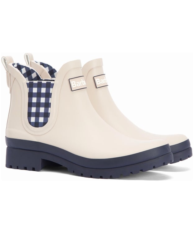 Women's Barbour Mallow Chelsea Wellington Boots - Salt / Navy Check