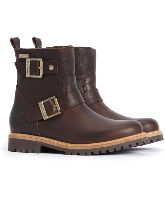Women's Barbour Bramble Double Buckle Waterproof Boots - Dark Brown