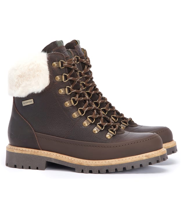 Women's Barbour Woodside Waterproof Hiker Boots - Dark Brown