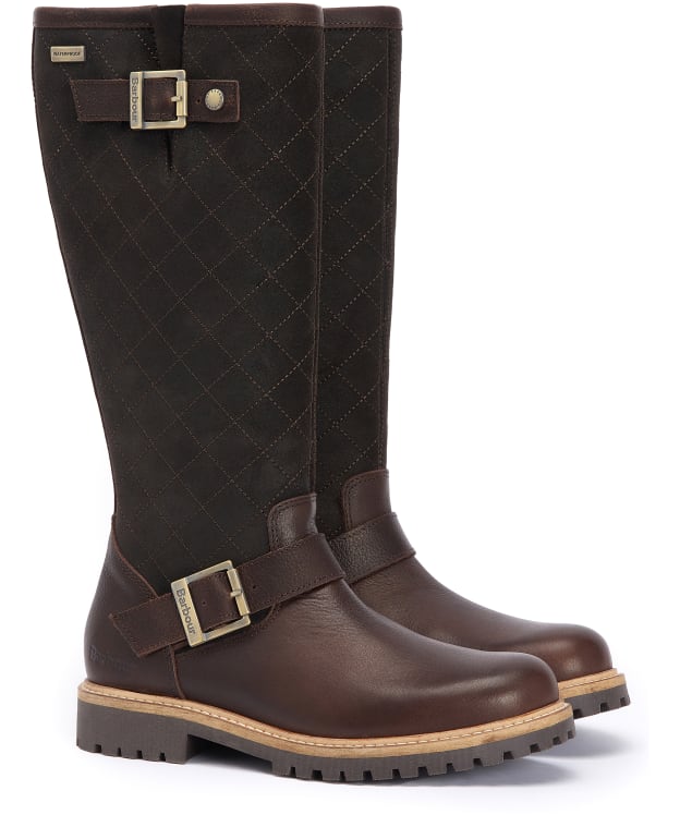 Women's Barbour Willow Waterproof Tall Boots - Dark Brown