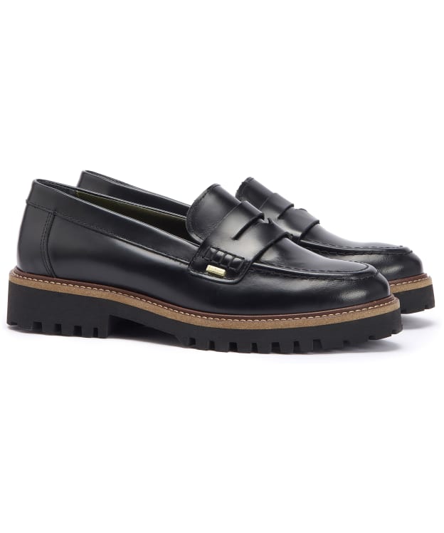 Women's Barbour Ludlow Penny Loafers - Black Polido