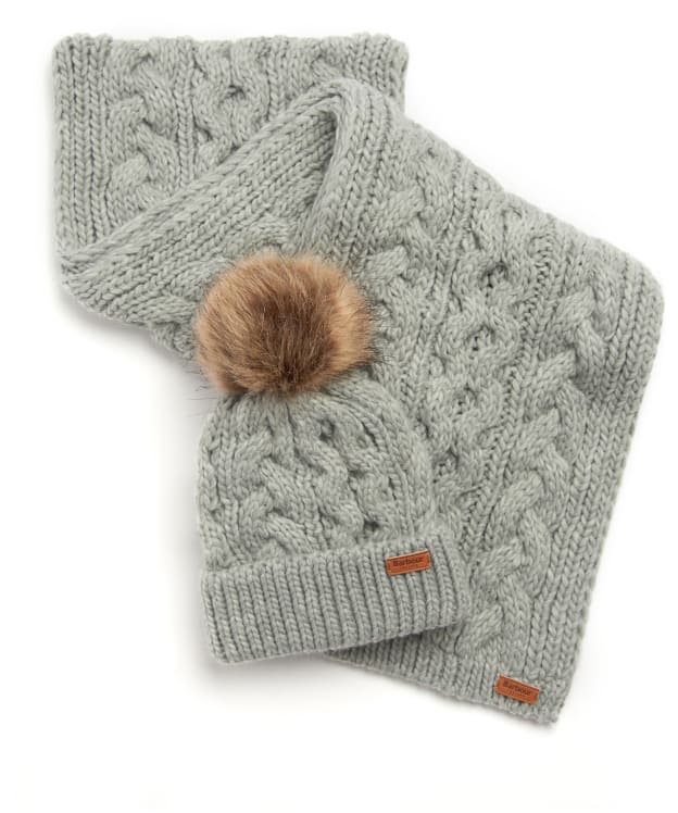 Women’s Barbour Penshaw Beanie & Scarf Set - Grey