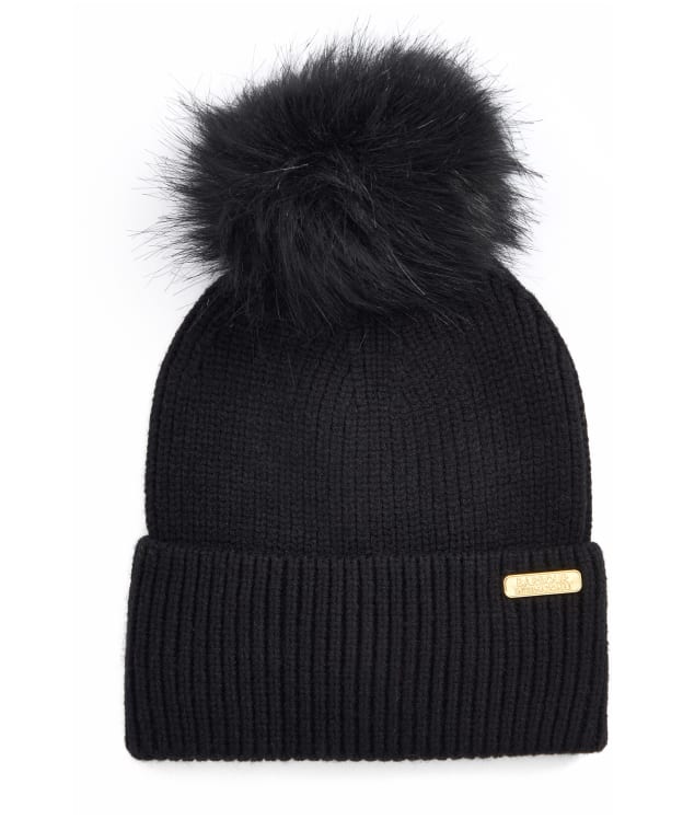 Women's Barbour International Mallory Pom Beanie - Black