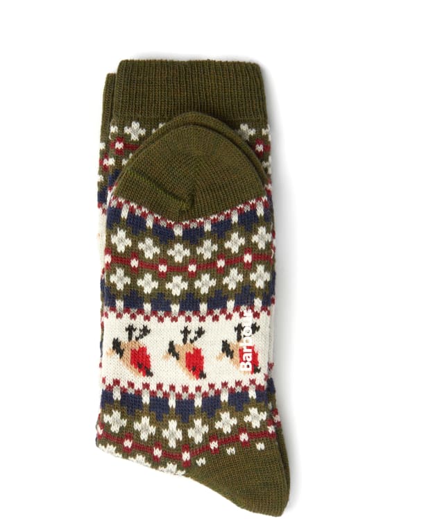 Women's Barbour Robin Fairisle Socks - Olive