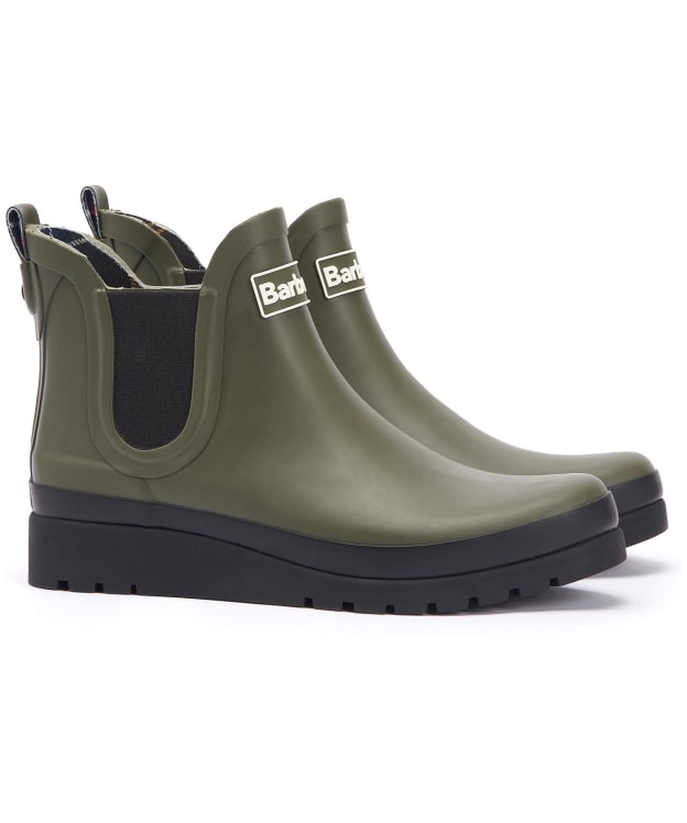 Women's Barbour Clifton Wedge Chelsea Wellingtons - Olive / Black