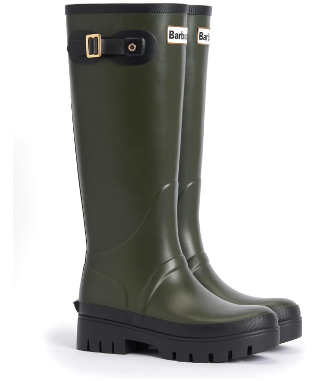Women's Barbour Snowdon Tall Wellingtons - Olive / Black