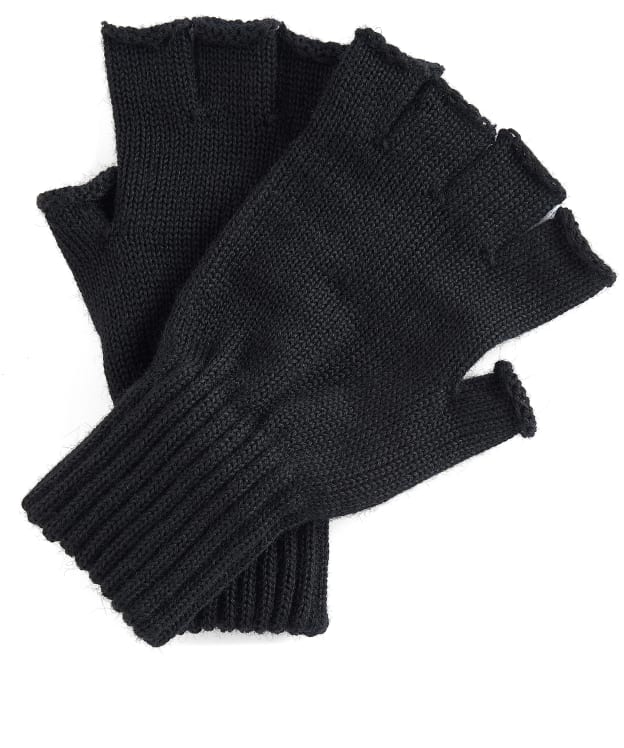 Men's Barbour Fingerless Lambswool Gloves - Black
