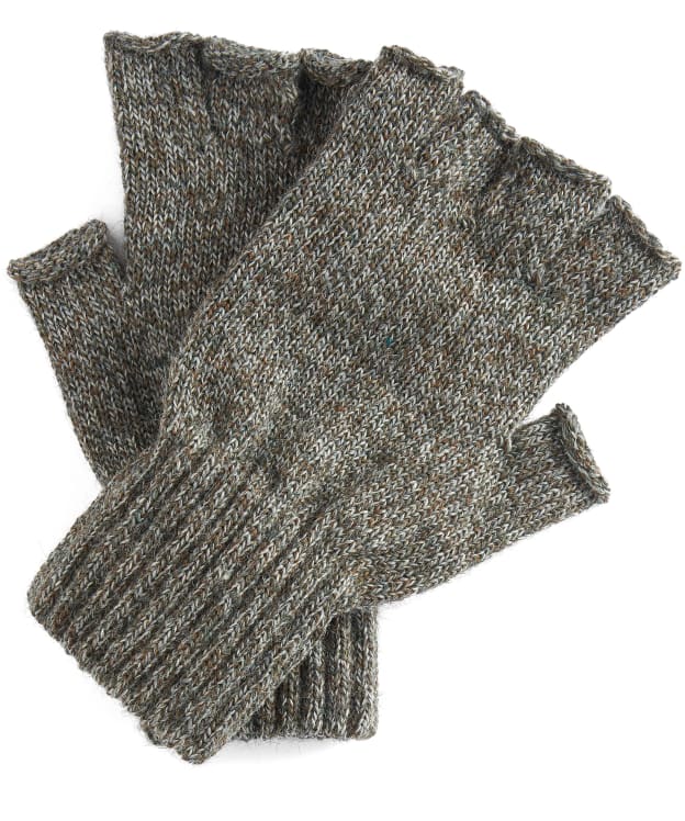 Men's Barbour Fingerless Lambswool Gloves - Green