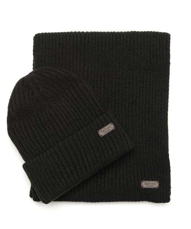 Men’s Barbour Crimdon Beanie and Scarf Gift Set - Black