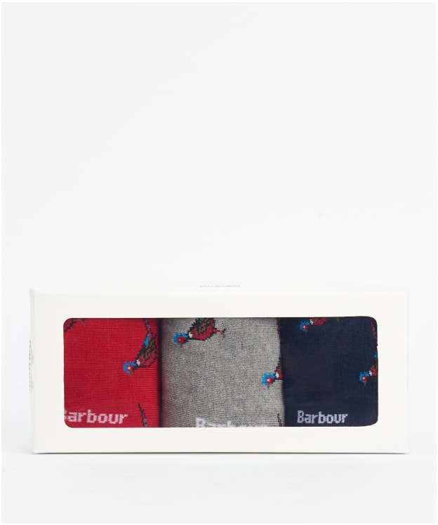Men's Barbour Pheasant Sock Gift Box - Navy / Grey / Red