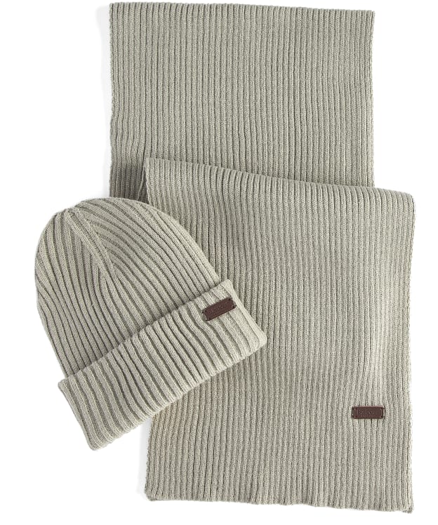 Men’s Barbour Crimdon Beanie and Scarf Gift Set - Grey